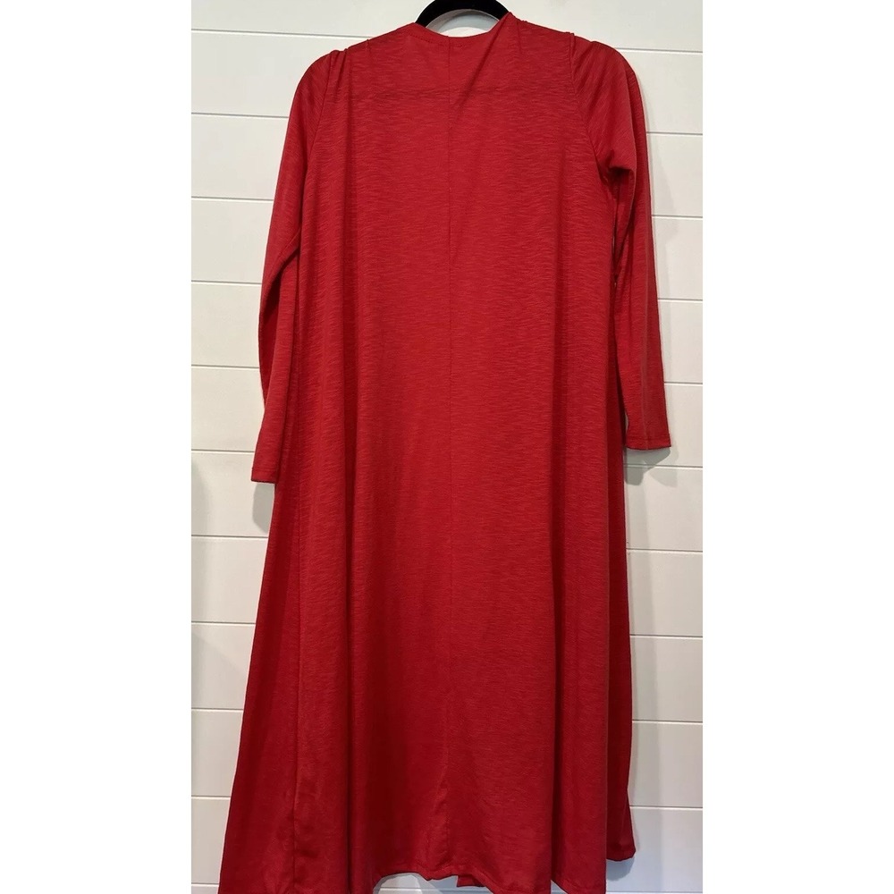 LuLaRoe Red Slub Knit Longline‎ Duster Cardigan Pockets Small - Picture 3 of 6